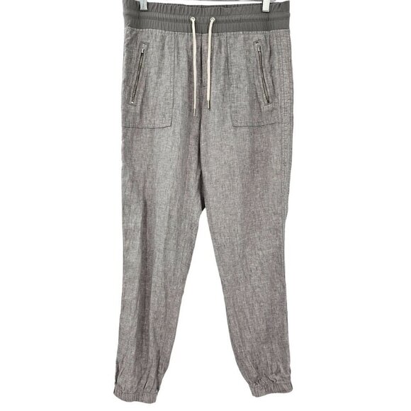 Athleta Cabo Linen Jogger Pants Gray Women’s Size 8 Athleisure Lounge Wear Beach - Picture 2 of 11